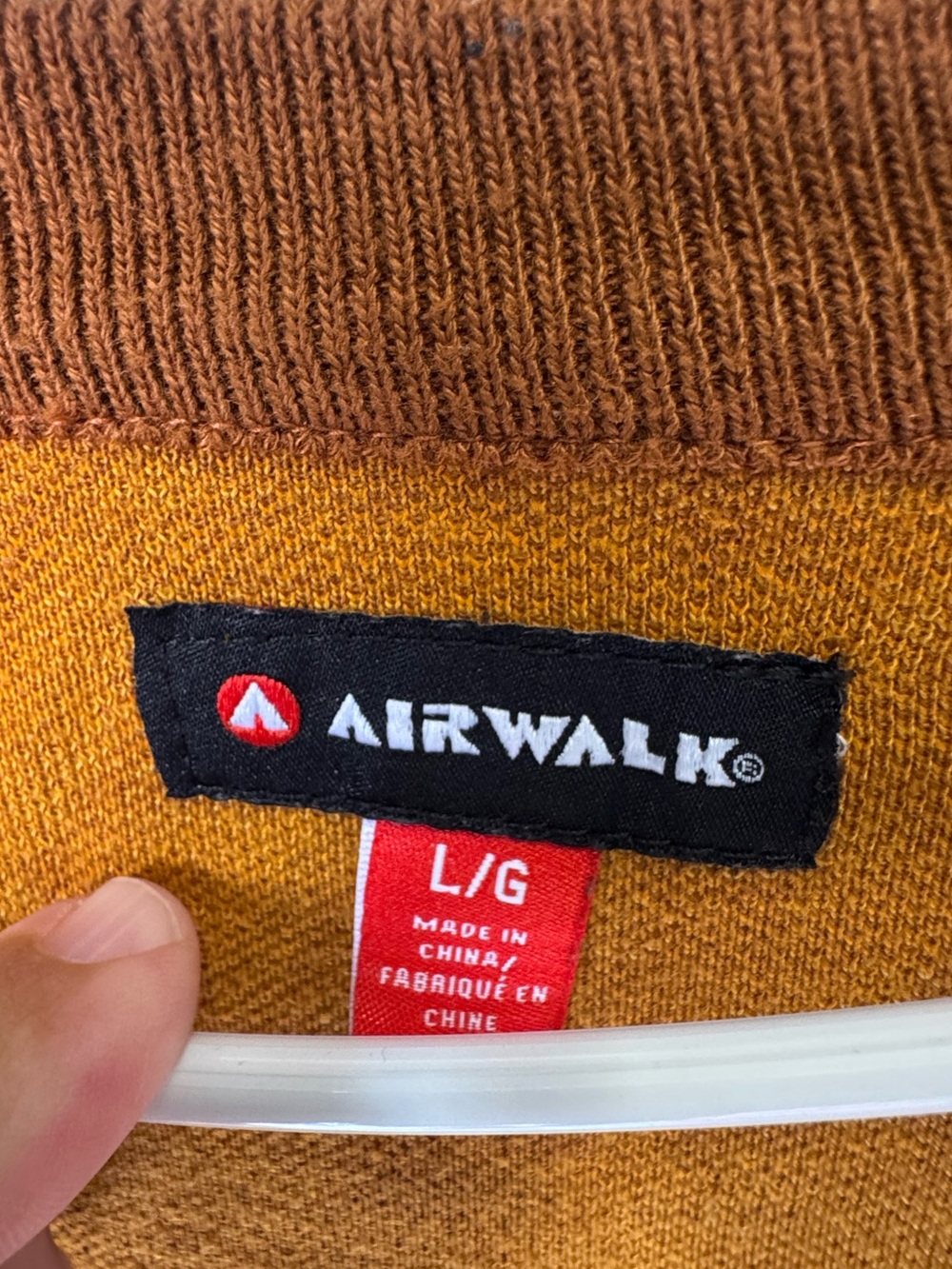 Retro AIrwalk Men's L Patterned V-Neck Cardigan Sweater Brown/Orange MINTY - Picture 3 of 4